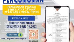 BKPSDM Luwu Umumkan Seleksi Pengadaan PPPK Tenaga Guru Tahun 2022