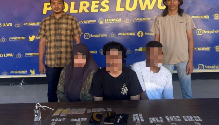 Tiga Pelaku Pengedar Narkoba di Kecamatan Bua Diamankan Polisi, 63 Sachet Sabu Disita dari Tangan Pelaku