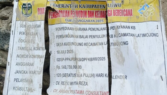 Gunakan Anggaran Sebesar 543 Juta, Pembangunan Balai Penyuluh KB di Kecamatan Latimojong Diduga Mark Up