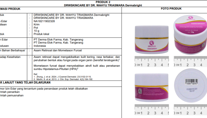 BPOM Rilis 26 Produk Kosmetik Mengandung Bahan Berbahaya