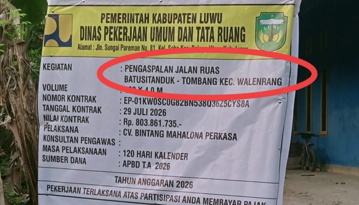 Kadis PUTR Luwu Tegaskan Tidak Ada Pergeseran Titik Pengaspalan, “Konsepnya Dirancang dengan Sistem Koridor”