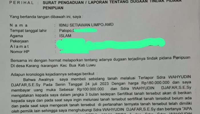 Tipidter Satreskrim Polres Luwu Segera Undang Saksi Terkait Kasus Penipuan yang Diduga Dilakukan oleh Wahyu